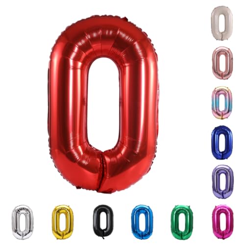 Image of YPSelected 32 Inch Large Foil Helium Number Balloon Birthday Wedding Party 0-9 (Red, 0)