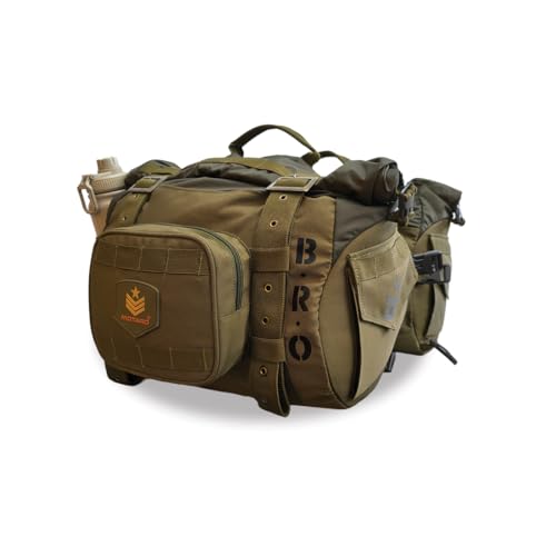 Image of MOTARD B.R.O Motorcycle Saddle Bag 60L (30L+30L) | Waterproof Roll-Top Touring Saddle Bags | Military Style Heavy Duty Luggage for Retro, Cruiser & Adventure Bikes