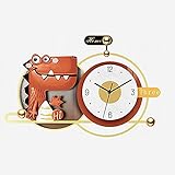LSSOAZZVVN European Style Reloj de pared de dinosaurio de dibujos animados/reloj de lujo ligero para ni?os en casa de sala de Estar creativa Moder (Size : 62.5×41cm) (82×54cm)