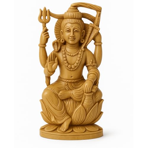 Image of RDK Handcrafted Sandalwood Shiva Idol Pure Chandan Lord Mahadev Murti Ideal for Worship, Meditation, Home Temple, Puja & Spiritual Decor Devotional Gift for Car Dashboard or Office