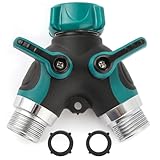 Sanpaint Hose Splitter 2 Way Heavy Duty Y Valve, Spigot Splitter for Garden Hose, Water Hose Y Splitter with 2 Extra Rubber Washers