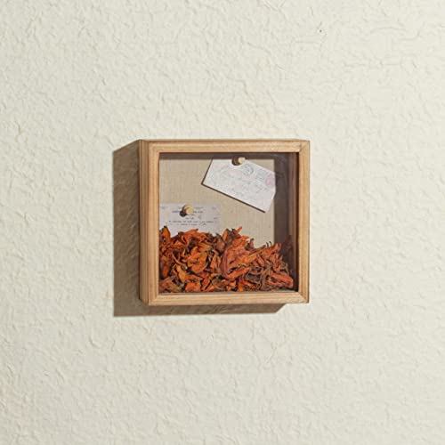 Image of Shadow Box Frame 6x6 Shadow Box Display Case with Linen Back of Awards Memorabilia Flower, Pictures, Keepsakes、Bouquet、Medals and More Photos Memory Box