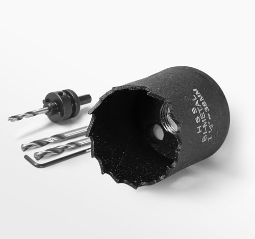 Image of 1-1 /2 Inch Hole Saw with 1 /2 inch Triangle Shank Quick Change Arbor, JTemgle Bi-Metal Hole Saw Heavy Duty Hole Cutting Tool for Cornhole Boards, Recessed Lights, Wood, Plastic, Drywall & Soft Metal