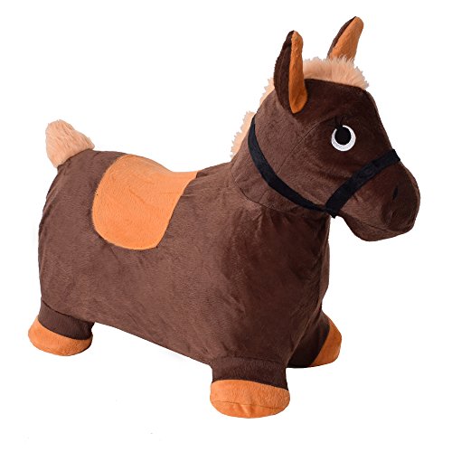 TE-Trend Animale Cavalcabile Cavallo Gummipferd Skip Copertina Peluche Kinderhüpfpferd Cavallo Horse Articoli per Neonati Bambini 50kg Marrone