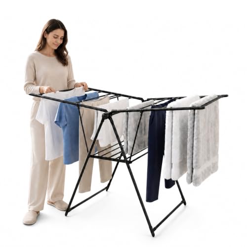 Image of Lifelong Foldable Cloth Drying Stand | Rack for More Drying Space | Collapsible Laundry | Strong & Durable | Anti-Skid | Cloth Dryer with Iron Legs