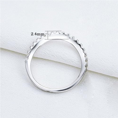 Newshe Jewellery Curved Wedding Bands for Women AAAAA Cz Stacking 925 Sterling Silver Eternity Rings Wishbone Size 4-132