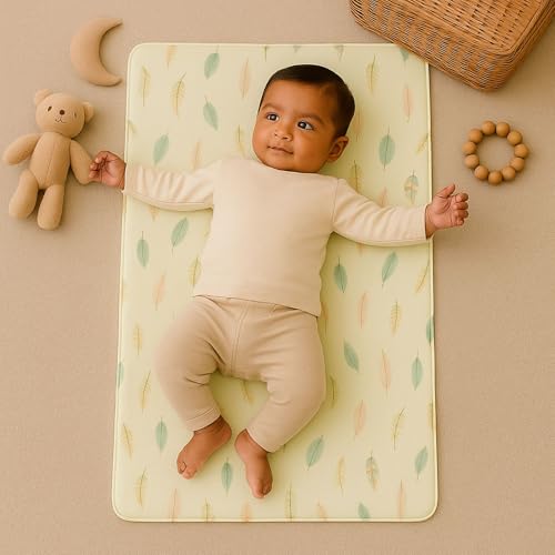 Image of Zikku Printed Dry Sheets for Baby Bed Size Double Bed Extra Large Soft |Comfortable |Extra Absorbency|Fast Dry (200x140 cm, Green, Leaf Print)