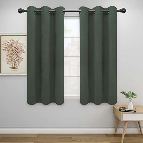Image of Easy-Going Blackout Curtains for Bedroom, Solid Thermal Insulated Grommet and Noise Reduction Window Drapes, Room Darkening Curtains for Living Room, 2 Panels (42x54 in, Greyish Green)