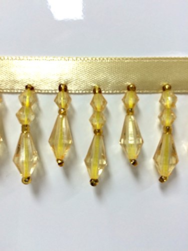 1.5" Crystal Beaded Fringe Trim Cbf-3/11 Dark Gold (Sold By The Yard) #TOP5