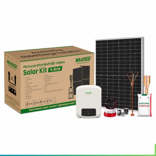 Image of WAAREE Radiance 5 kW On-Grid Solar Kit with Installation, Single Phase, Bifacial TOPCon Panels, Inverter, AC /DC Distribution Boxes - Complete Rooftop Solar Solution
