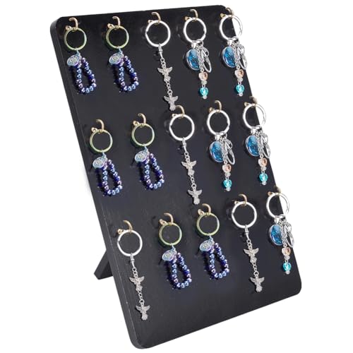 BENECREAT Expositor De Joyería De Madera Con 15 Ganchos Pendiente Soportes De Exposición Para La Venta Exhibición De Joyería Para Collares Con 3 Nivel Y 15 Ganchos Pulseras Pendientes Y Llavero