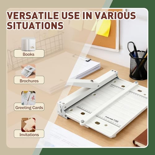 Manual Paper Creaser 13.78\" Creasing Machine with Extended Positioning Block, Foldable Paper Folding Machine for 300gsm Cardstock, Book Covers, Invitations & Brochures, Professional Scorer with Scale