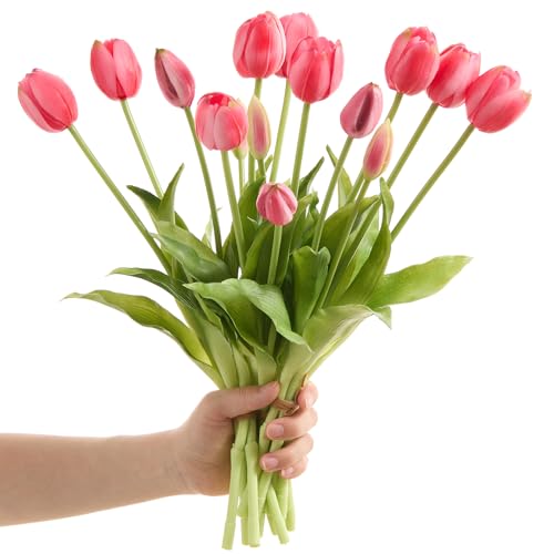 15 Pcs Red tulips artificial flowers faux tulips real touch Latex
