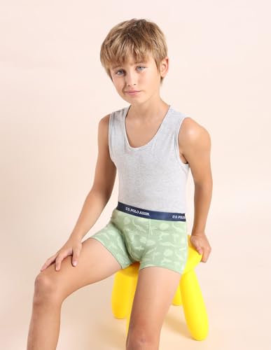 Image of U.S. Polo ASSN. Boys EKT04 Mid Rise Cotton Spandex Trunks - Pack of 3