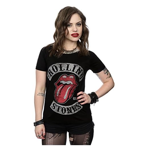 Rolling Stones mujer Tour 78 Tongue Manga de la camiseta del rollo Small Negro
