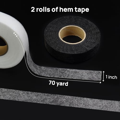 140 yards stitch witchery hemming tape 1 inch iron hemming tape 2 rolls iron on tape for hemminghem tape no sewing fusible tape adhesive wonder web for curtain pants clothes