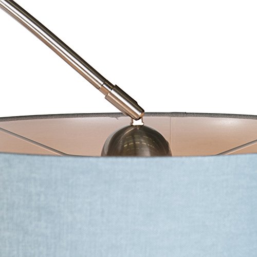 Qazqa Bogenleuchte Modern – Mit Gelbem Schirm, Matt-nickelfarbenem Stahl, Für Wohnzimmer & Schlafzimmer, Dimmbar, E27