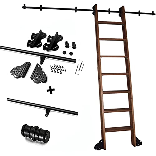 YDYFC Matériel de Rail à échelle Rolling 3.3-20ft,bibliothèque Porte coulissante rétractable coulissante(sans échelle) pour Mezzanine/Maison/intérieure/charreuse,Piste d'échelle Mobile Tube Rond Noir