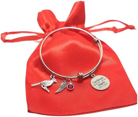 Cardinals Appear When Angels Are Near Memorial Charm Bracelet Expandable Stainless Steel