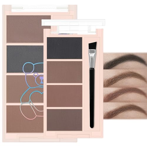 4 Color Eyebrow Powder Makeup Kit-Eyebrow Tint Powder Palette-Waterproof Long-Lasting Light Medium Brown Brow - Natural Look High-Pigment Makeup Palette with Brush-Ideal for Women & Girls