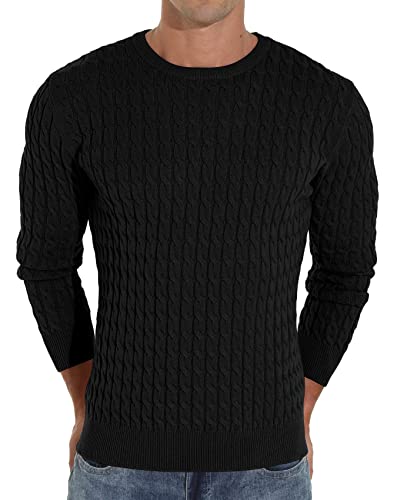 Askdeer Men's Pullover Sweater Crewneck Classic Soft Knitted Sweaters With Ribbing Edge Black #TOP1