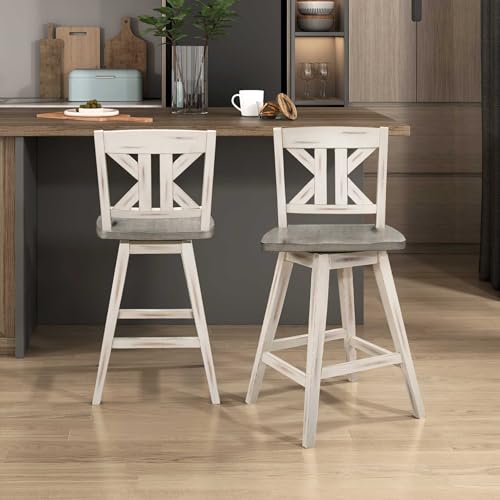 Lexicon Swivel Counter Height Stools Set of 2,KK Back,Antique White/Grey by Lexicon - Used condition - Image 7