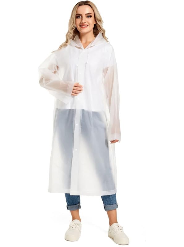Image of OKARA EVA Waterproof Rain Coat Hooded Outdoor Water Resistant Suit Portable Men and Women