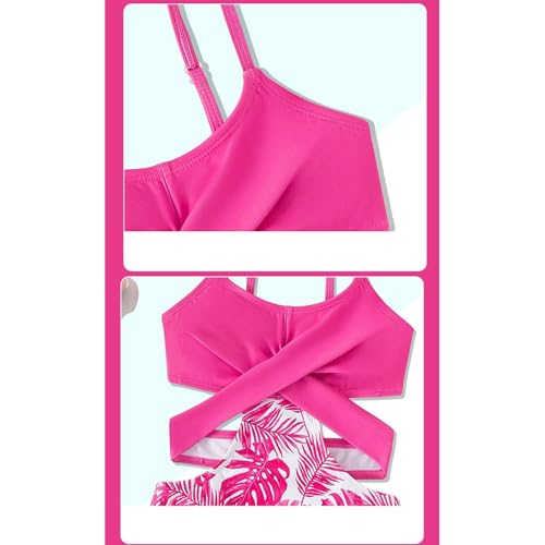 Hotfiary Girls One Piece Swimwear Criss-Cross Front Tropical Print Bathing Suit Quick Dry Cut-Out Swimsuit Summer Beachwear4