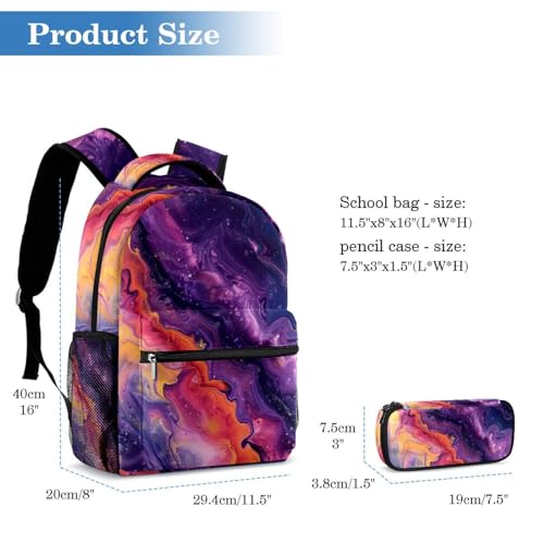 Sac à dos polyvalent galaxie abstraite colorée pour collège et lycée - 2