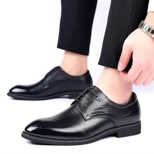 Men's Leather Lace Up Chunky Platform Dress Oxfords Shoes, Men's Dress Shoes Classic Lace-up Formal Tuxedo Shoes Leather Mens Formal Shoes Round Toe3