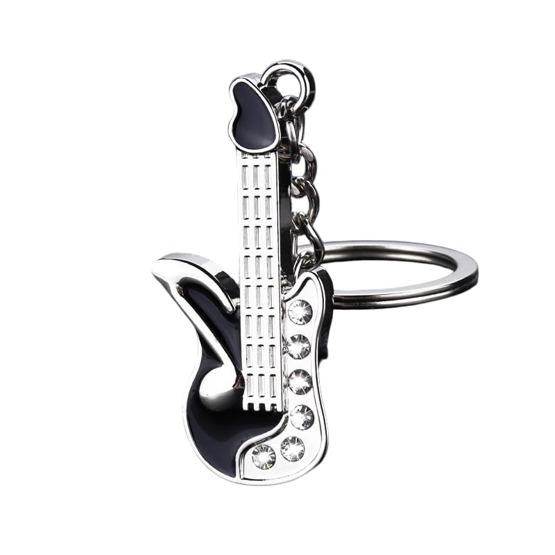 Llavero Guitarra Eléctrica Bajo Divertido Regalos Cristales Musical Anilla Mochila Coche Llaves...
