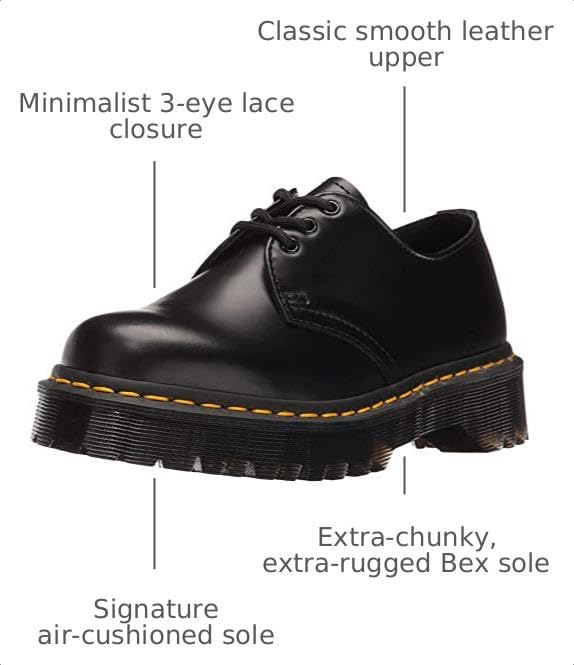 Image of Dr. Martens 1461 Bex Smooth Leather Oxford Black Smooth UK 12 (US Men's 13, Women's 14) Medium