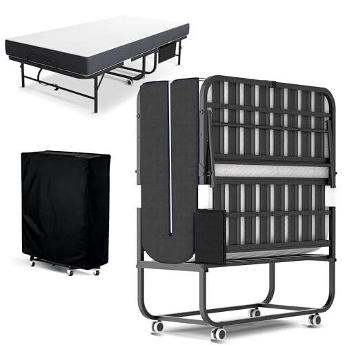 VIYET Folding Bed with Mattress,Rollaway 5-Inch Memory Foam Foldable Guest Bed for Adults,500lbs...