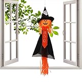 kinrguiyuez Halloween Deko-Figuren - Schaurige Kürbis-Hexen Deko Für Garten Vorgarten - Lustiger Hängeschmuck Für Küche Wand Fenster Kamin Gartenparty Terrasse Haus Baum Zum Aufhängen