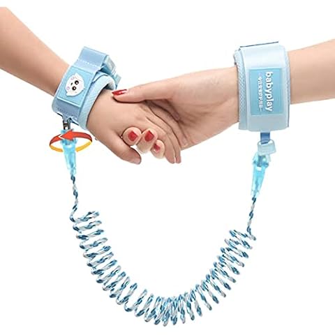 ItsyFox Baby Anti-Lost Belt, 2M/6.56ft Anti Lost Safety Wrist Link Belt, 360°Rotate Security Elastic Wire Rope, Reflective Safety Leash Wristband for Baby and Toddler Reins - Blue Cover