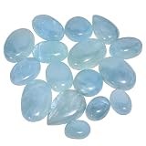 Gemkora 50 Carats Natural Aquamarine Gems Wholesale Cabochon Lot, Jewelry Making Loose Gemstone, Polished Gems, DIY, Wire Winding, Reiki, Wikka, Healing Crystals, Bulk Gemstone Deal 3 to 4pcs