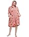 ABENCA Wearable Blanket Hoodie Adult Oversized Sweatshirt Light Flannel Sherpa, Warm and Cozy, One Size Fits All.Strawberry