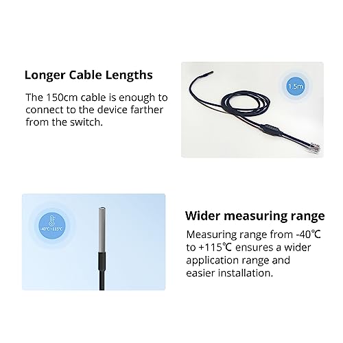 SONOFF WTS01 Temperatursensor Wasserdicht, Temp Sensor funktioniert mit THR320D Elite/THR316D Elite/THR320D Origin/THR316D Origin/AL560,SONOFF TH Elite/TH Origine Zubehör