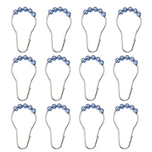 AYE Ganchos de Cortina de Ducha de Acero Inoxidable, 12 Piezas Anillos de Cortina a Prueba de Herrumbre con Rodillos Fácil de Deslizar sobre la Barra de Ducha