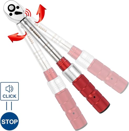VANPO Drehmomentschlüssel 1/4 Zoll, 3-25 Nm Drehmomentschlüssel Fahrrad & Motorrad Set, ± 3% Fehlergenauigkeit mit Verlängerungsstange 10 cm, 3/8 \Adapter, 72 Zähne Wende Ratschenkopf mit Click