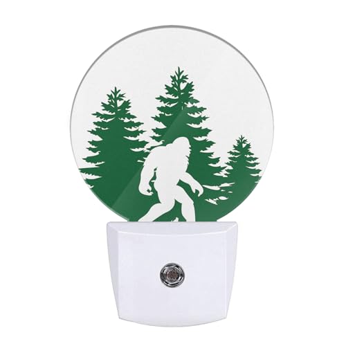 Image of EKOBLA Bigfoot Night Light, Sasquatch in Green Forest Night Lights Plug Into Wall with Auto Sensor for Bedroom, Bathroom and Kitchen