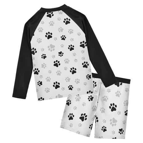 Boys Rash Guard Set Dog Paw Piece UP50+ Swim Set for Boys 3T-10T2