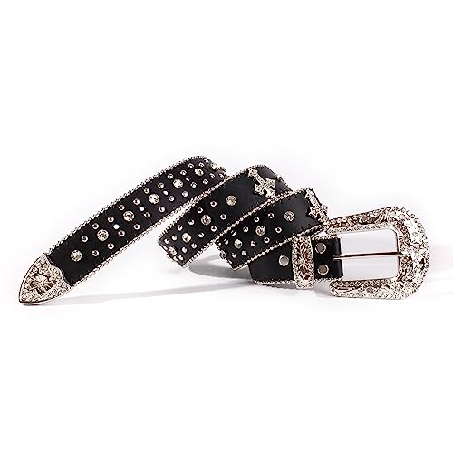 Ceinture en strass et décorations croisées : l'élégance du relief western pour femme