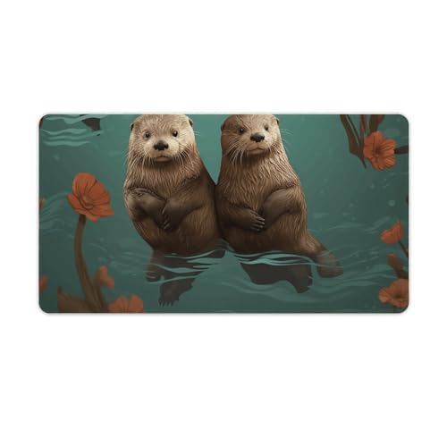 Sous-main bureau imperméable loutres amoureuses tapis antidérapant