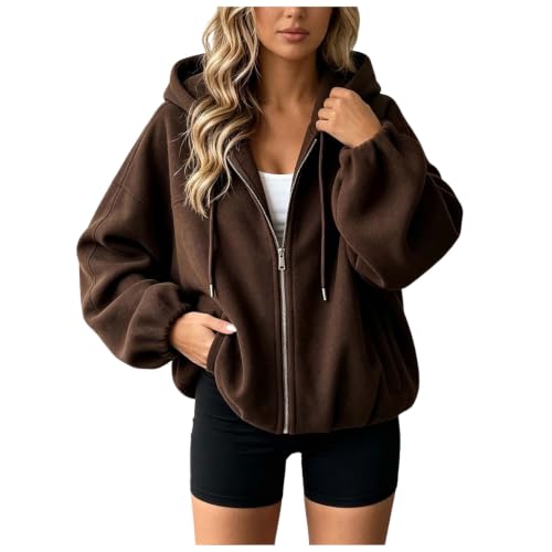 Sudadera oversize Y2K mujer chaqueta manga larga con cremallera y bolsillos