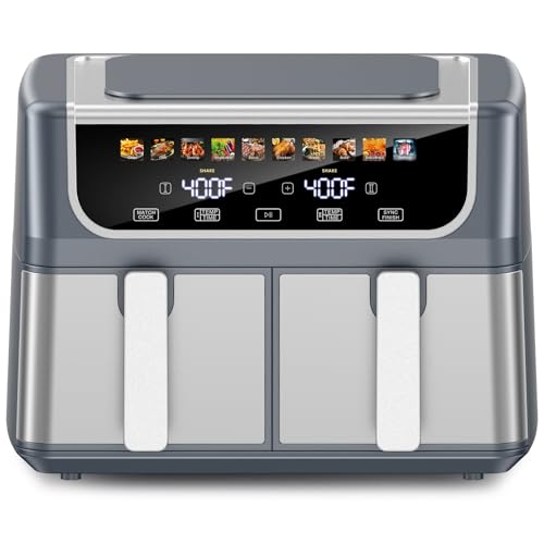 Image of OLIXIS Dual Air Fryers with 2 Baskets 9.5 Quarts Large Airfryer 10-in-1
