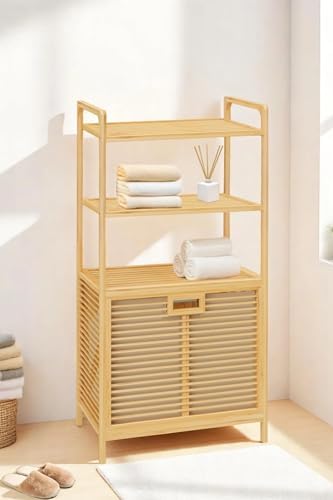 Digithome Bambu XL Kirli Sepetli 3 Raflı Çok Amaçlı Banyo Düzenleyici Çamaşır Sepeti Organizer DB-0011 - Görsel 2