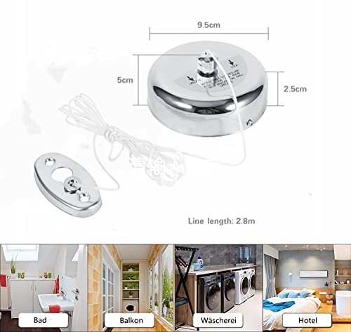 Retractable Clothesline 2.8m/9ft Stainless Steel Extendable Clothesline for Shower Bathroom Dryer Laundry Indoor Outdoor - Image 2