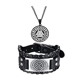 VNOX 2PCS Wikinger Schmuck Wikinger Vegvisir Campass Breite Lederarmbänder für Herren,Nordic Runes Vintage Schmuck