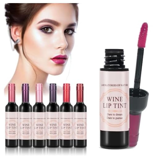 6 Piezas Pintalabios Mate, Brillo De Labios Hidratante Resistente al Agua de Larga Duracion,Brillo de Labios en Mini Botellas de Vino, Lápices Labiales Antiadherentes Para Mujeres